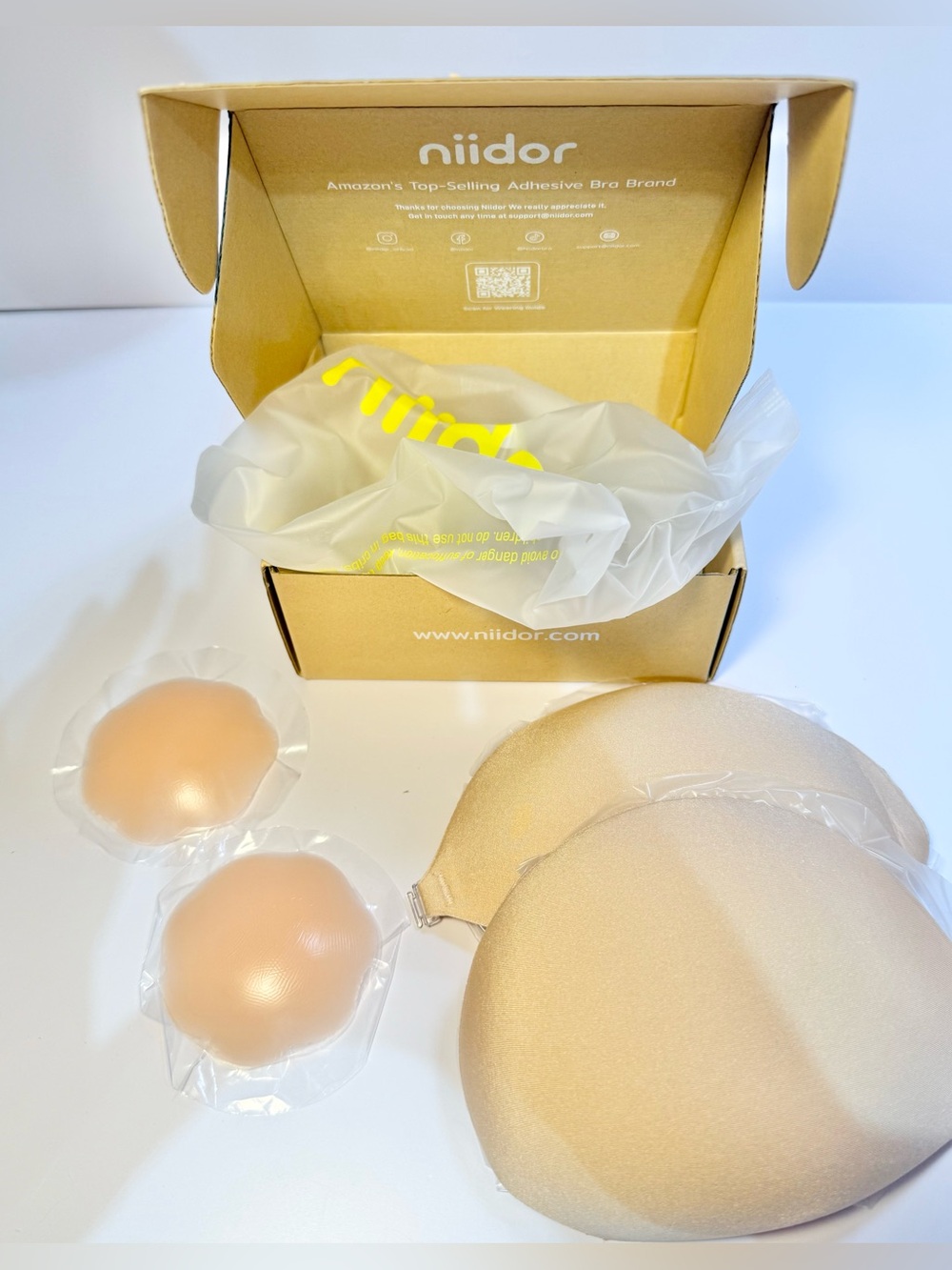 Niidor Nude Adhesive Bra Pads &  Inserts - Seamless Nude Support B cup in nude